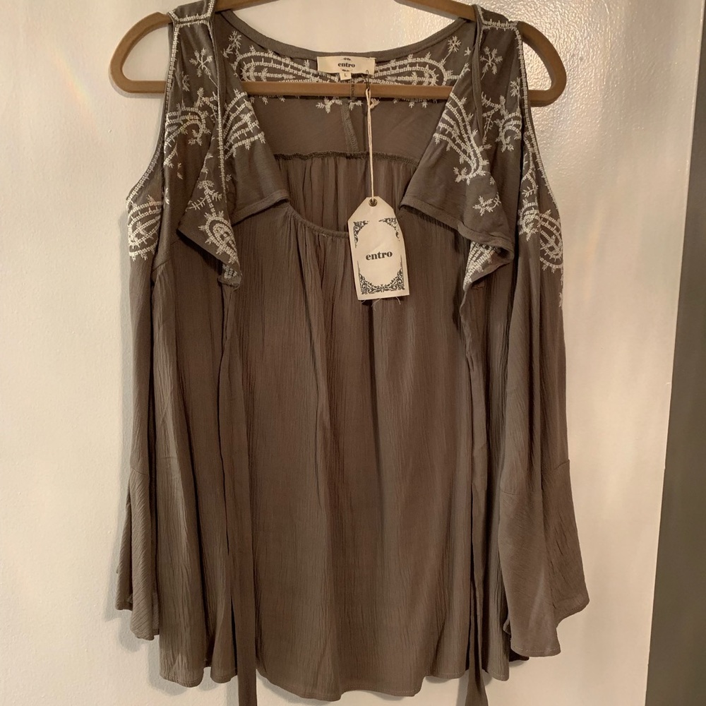 Green Cold Shoulder Blouse